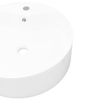 Pia cerâmica e torneira/furo transbordo redondo branco