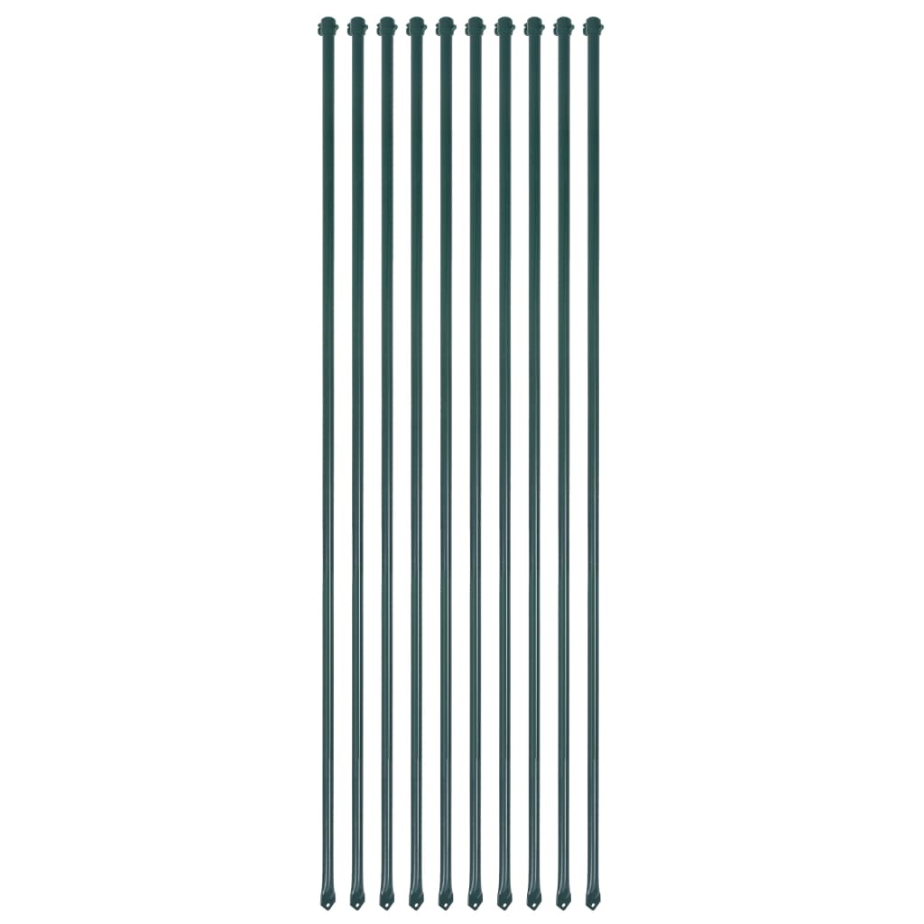 vidaXL Postes de jardim 10 pcs 1 m metal verde