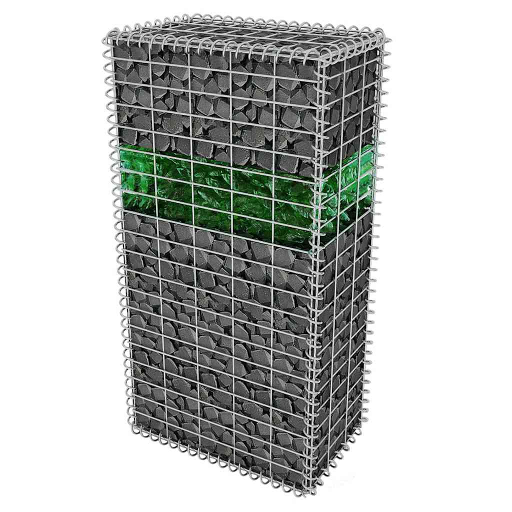 vidaXL Gabião com pedras de vidro verde 60-120 mm 25 kg