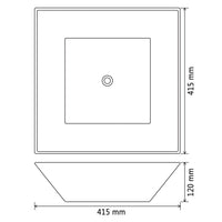vidaXL Lavatório quadrado branco cerâmica 41,5x41,5x12 cm