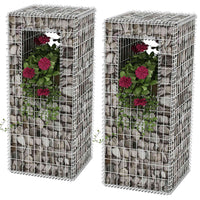 vidaXL Postes/floreiras gabião 2 pcs aço 50x50x120 cm
