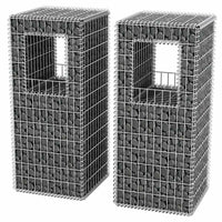 vidaXL Postes/floreiras gabião 2 pcs aço 50x50x120 cm