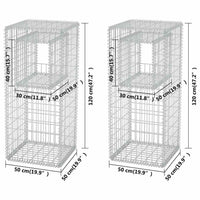 vidaXL Postes/floreiras gabião 2 pcs aço 50x50x120 cm