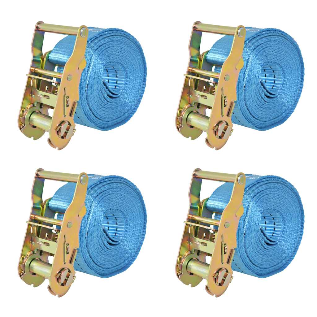 vidaXL Cintas de fixação c/ roquete 4 pcs 0,8 toneladas 6mx25mm azul