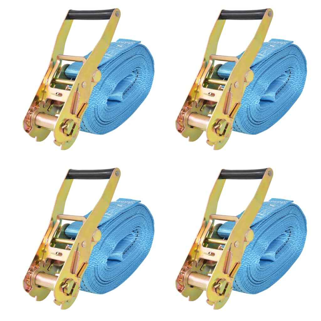 vidaXL Cintas de fixação c/ roquete 4 pcs 0,8 toneladas 6mx25mm azul
