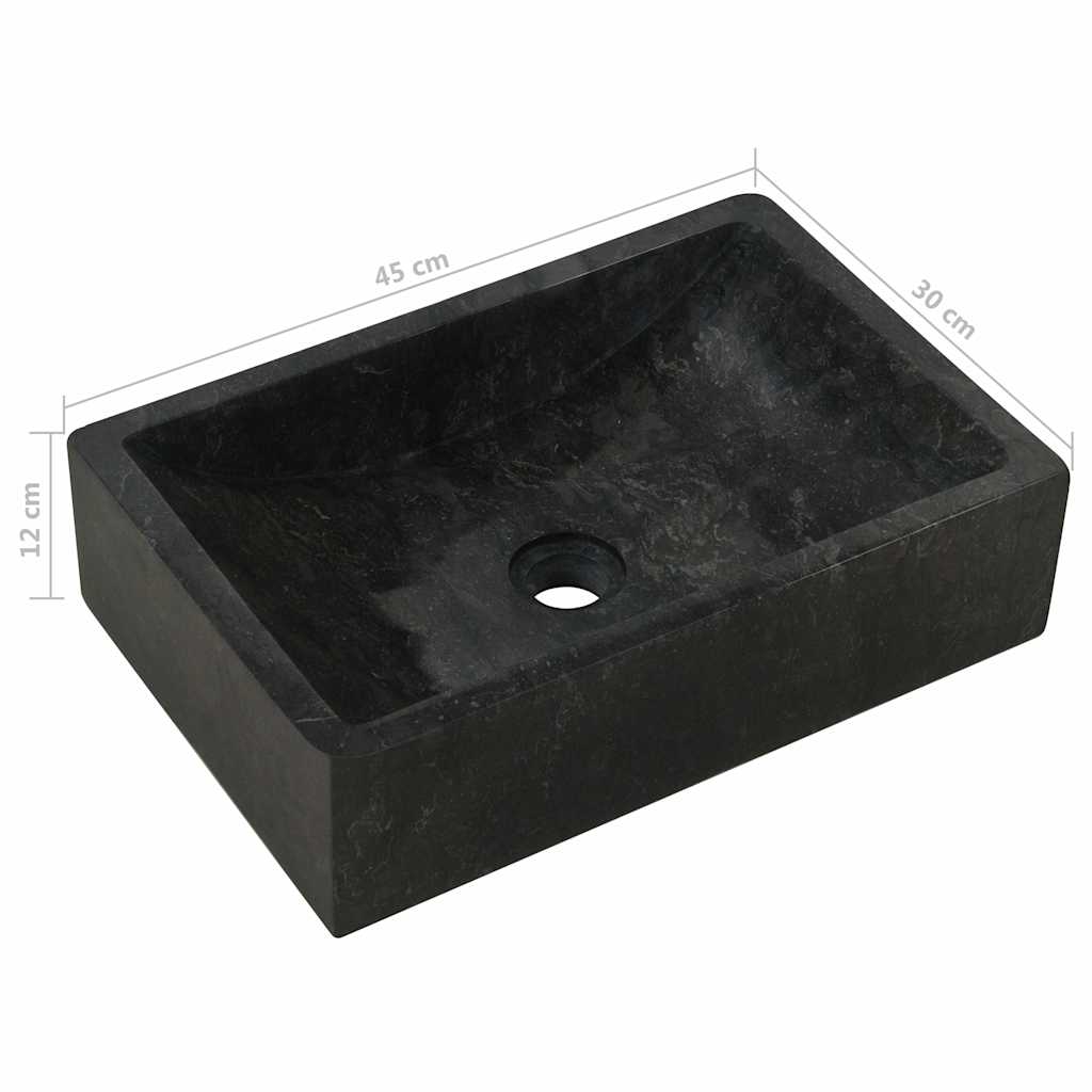 vidaXL Lavatório 45x30x12 cm mármore preto brilhante