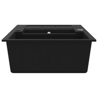 vidaXL Lava-louça com cuba dupla granito preto