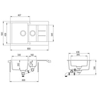 vidaXL Lava-louça com cuba dupla granito preto