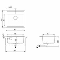 vidaXL Lava-louça com 1 cuba granito preto