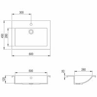 vidaXL Lavatório de granito 600x450x120 mm preto