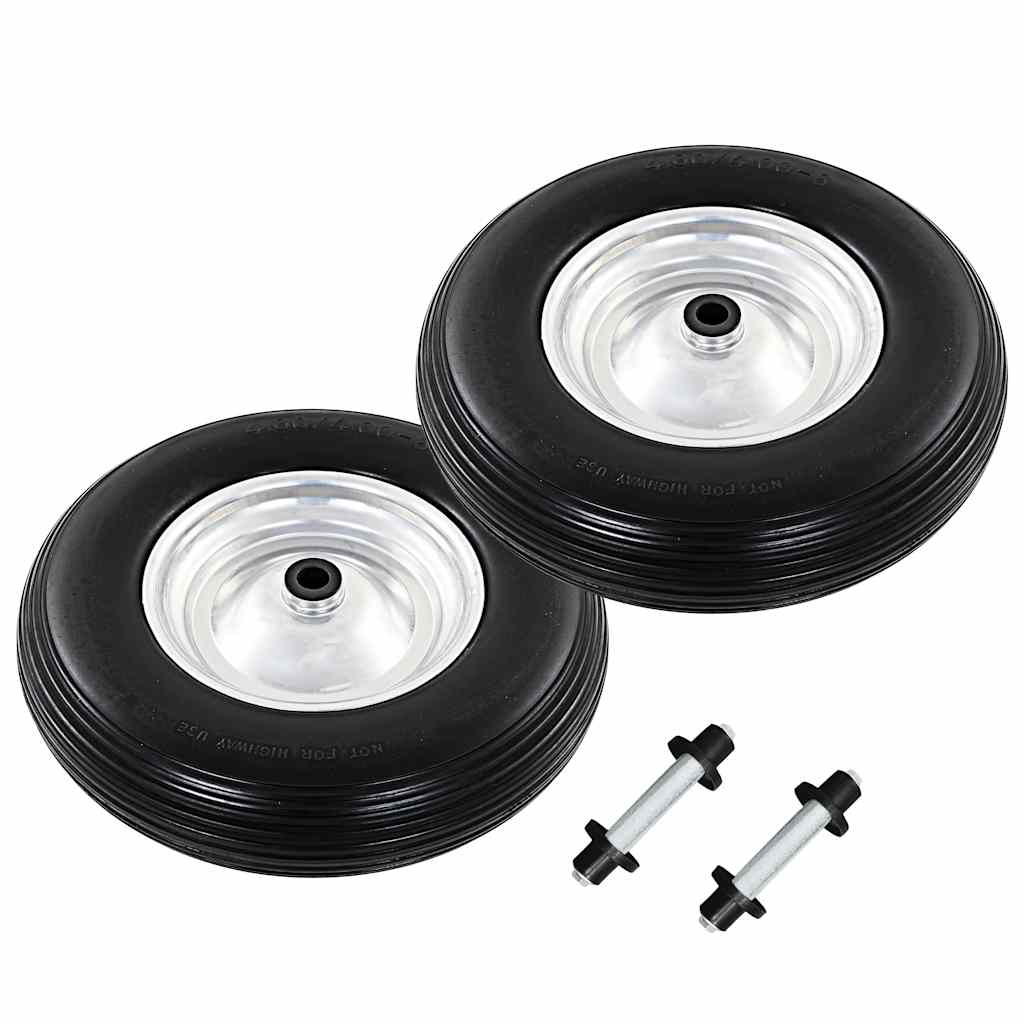 vidaXL Roda de carrinho de mão com eixo PU sólido 4.00-8 390 mm