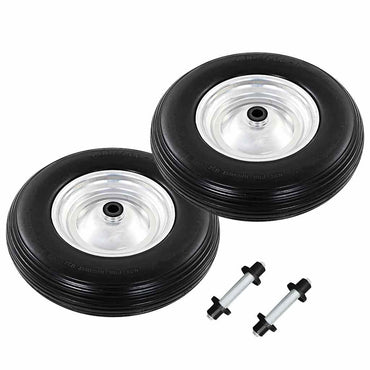 vidaXL Roda de carrinho de mão com eixo PU sólido 4.00-8 390 mm
