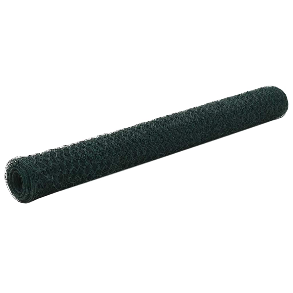vidaXL Cerca de arame galinheiro c/ revestimento em PVC 25x0,5 m verde