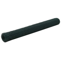 vidaXL Cerca de arame galinheiro c/ revestimento em PVC 25x0,5 m verde