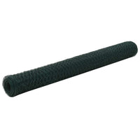 vidaXL Cerca de arame galinheiro c/ revestimento em PVC 25x0,5 m verde
