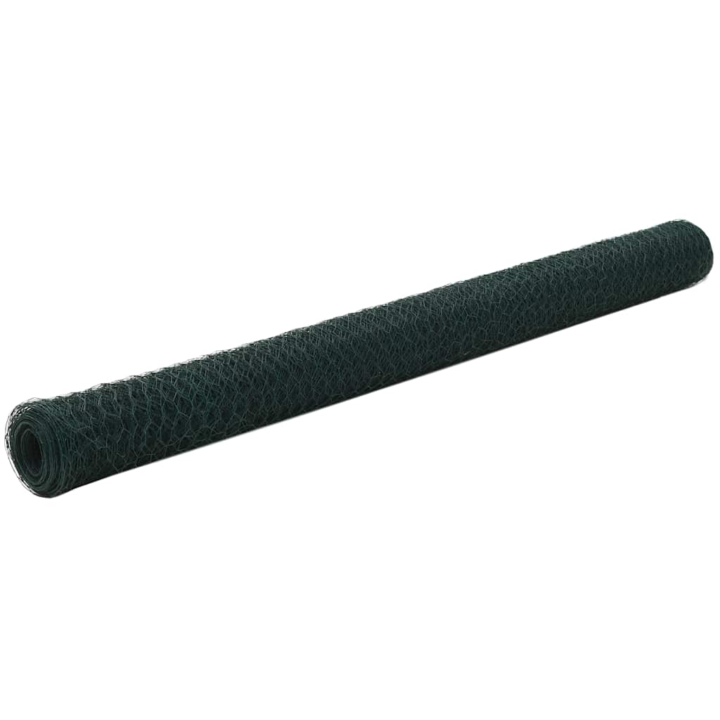 vidaXL Cerca de arame galinheiro c/ revestimento em PVC 25x0,75m verde