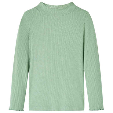 T-shirt manga comprida para criança de meia gola menta-escuro 92