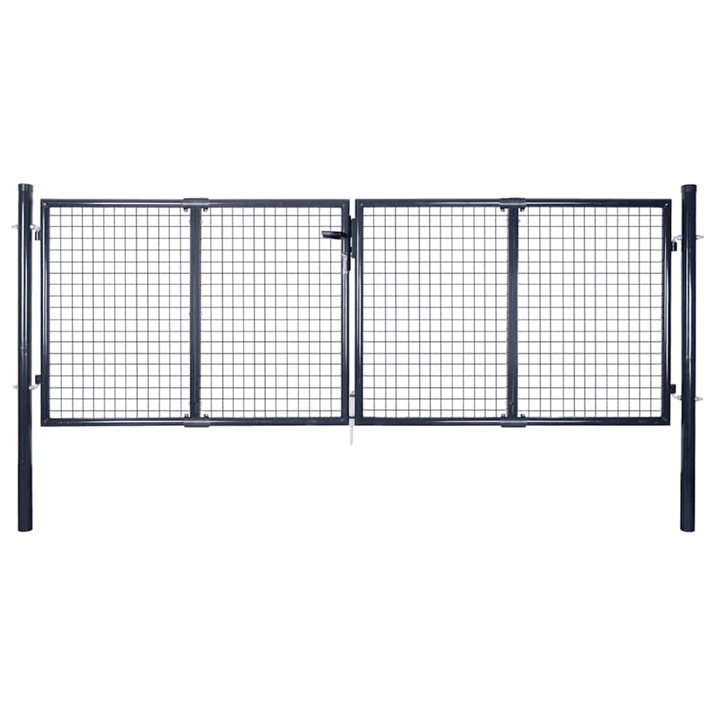 vidaXL Portão de jardim em tela de aço galvanizado 300x75 cm cinza