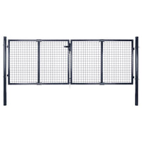 vidaXL Portão de jardim em tela de aço galvanizado 300x75 cm cinza
