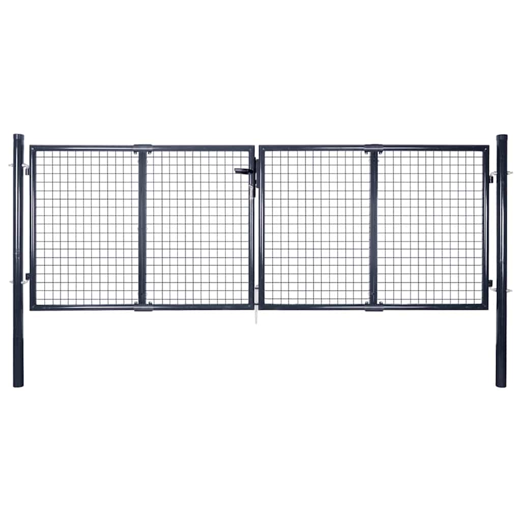 vidaXL Portão de jardim em tela de aço galvanizado 300x75 cm cinza