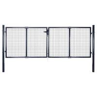vidaXL Portão de jardim em tela de aço galvanizado 300x75 cm cinza