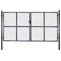 vidaXL Portão de jardim em tela de aço galvanizado 300x100 cm cinza