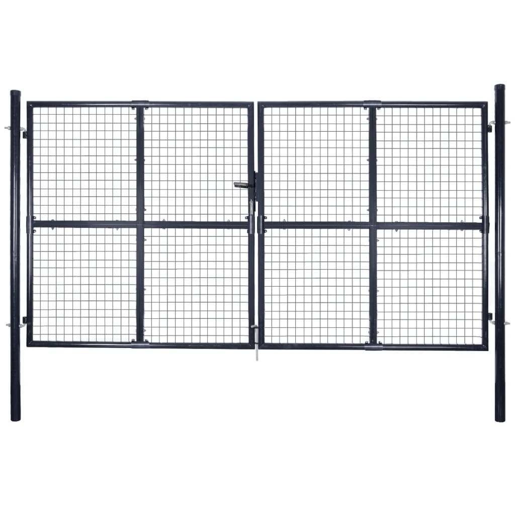 vidaXL Portão de jardim em tela de aço galvanizado 300x75 cm cinza