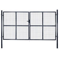 vidaXL Portão de jardim em tela de aço galvanizado 300x75 cm cinza