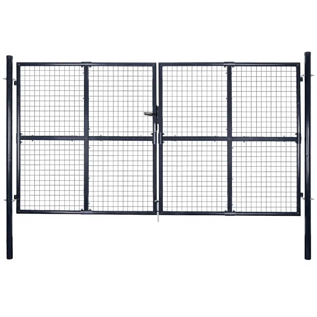 vidaXL Portão de jardim em tela de aço galvanizado 300x75 cm cinza
