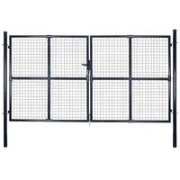 vidaXL Portão de jardim em tela de aço galvanizado 300x75 cm cinza