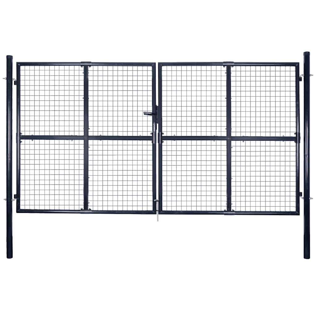 vidaXL Portão de jardim em tela de aço galvanizado 300x75 cm cinza