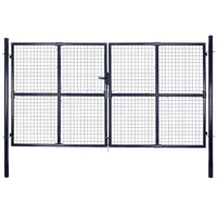 vidaXL Portão de jardim em tela de aço galvanizado 300x75 cm cinza