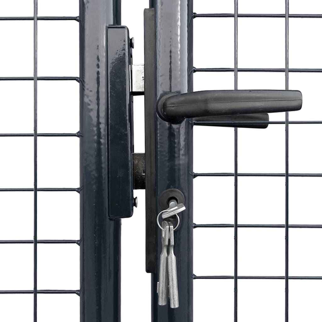 vidaXL Portão de jardim em tela de aço galvanizado 400x150 cm cinza