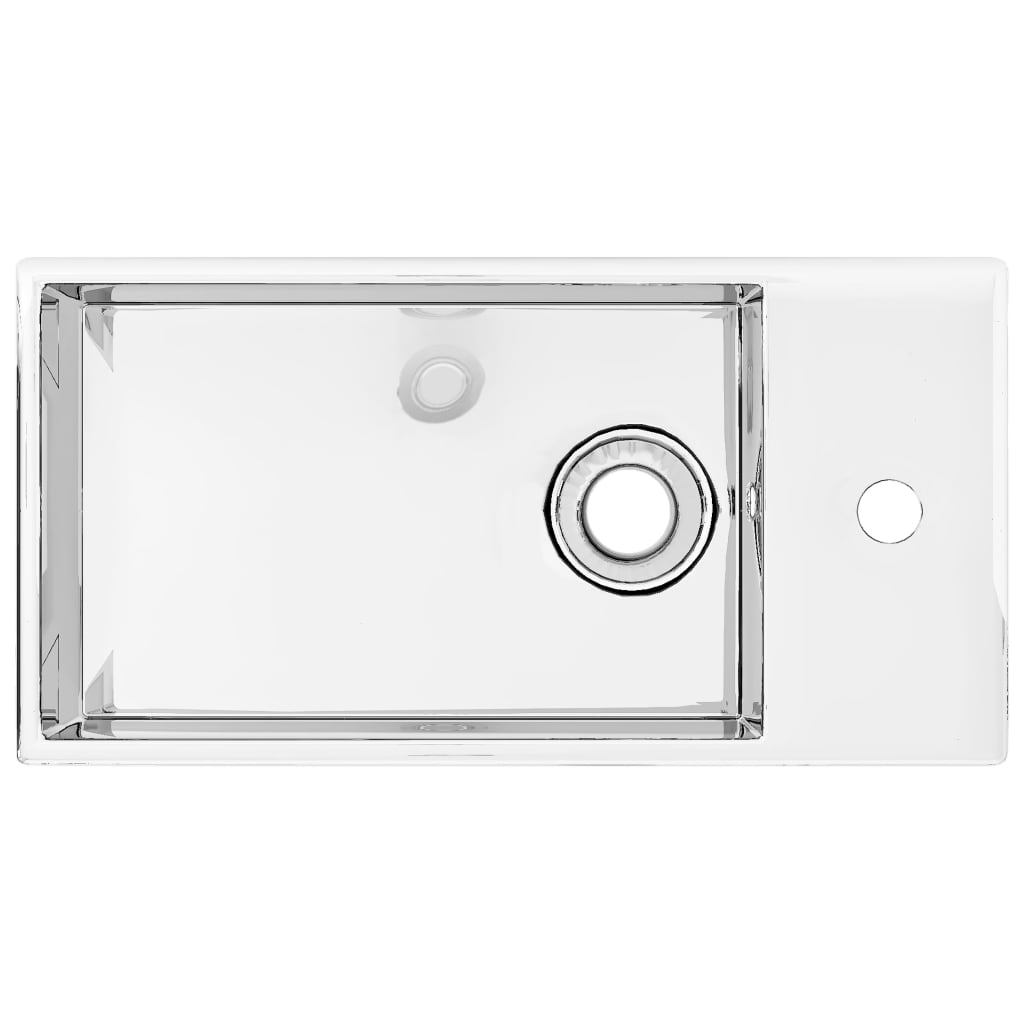 vidaXL Lavatório com extravasamento 49x25x15 cm cerâmica prateado