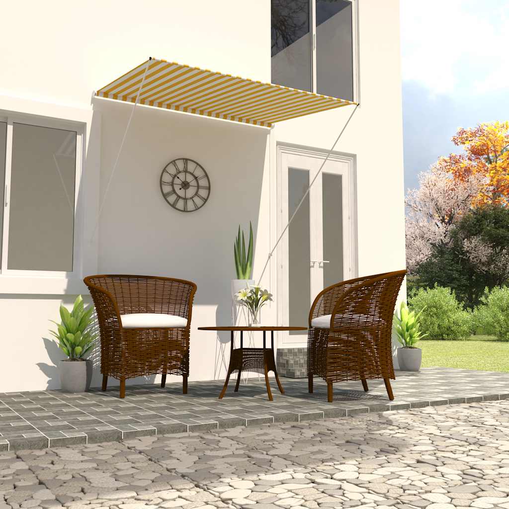 vidaXL Toldo retrátil 150x150 cm azul e branco