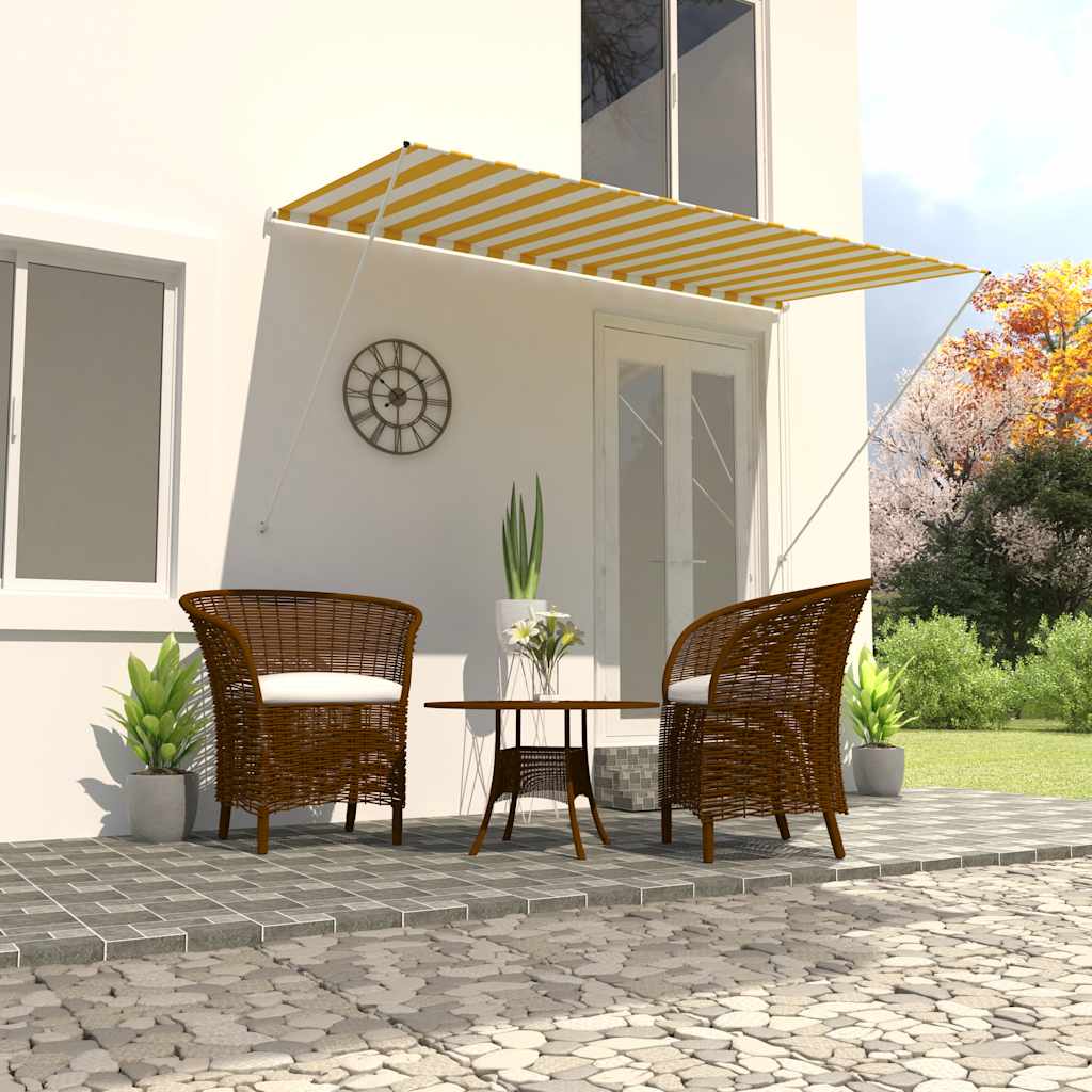 vidaXL Toldo retrátil 150x150 cm azul e branco