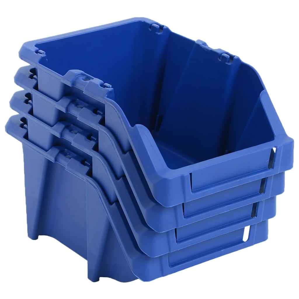 vidaXL Caixas de arrumação empilháveis 250 pcs 103x165x76 mm azul