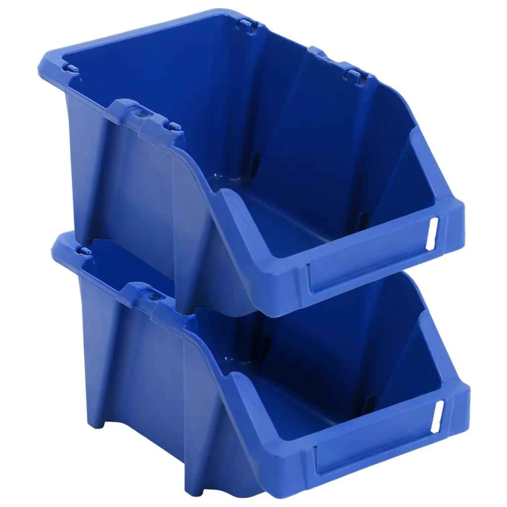 vidaXL Caixas de arrumação empilháveis 250 pcs 103x165x76 mm azul