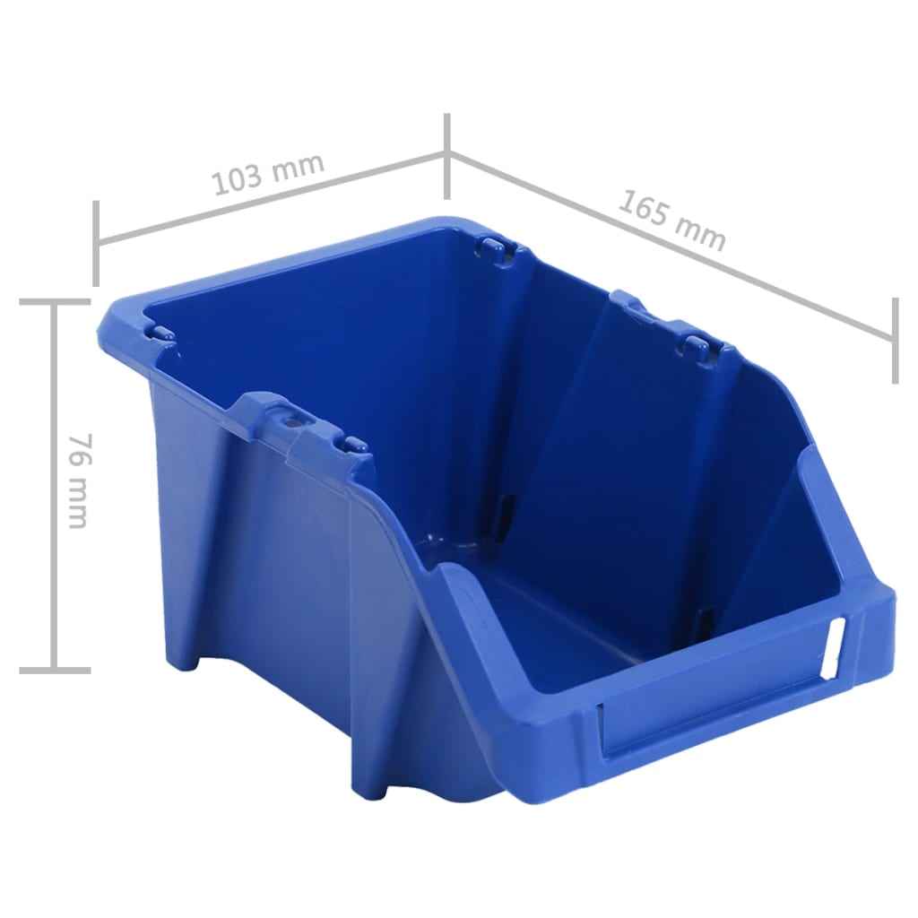 vidaXL Caixas de arrumação empilháveis 250 pcs 103x165x76 mm azul