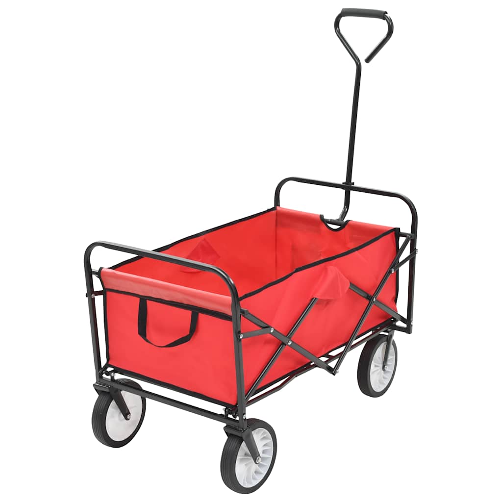 vidaXL Carrinho de mão dobrável em aço vermelho