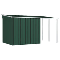 vidaXL Abrigo de jardim com alpendre 346x236x181 cm aço verde