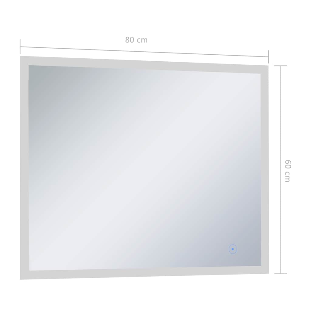 vidaXL Espelho de parede LED c/ sensor tátil casa de banho 80x60 cm