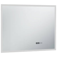 vidaXL Espelho de parede LED c/ sensor tátil e horas p/ WC 100x60 cm