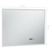 vidaXL Espelho de parede LED c/ sensor tátil e horas p/ WC 100x60 cm