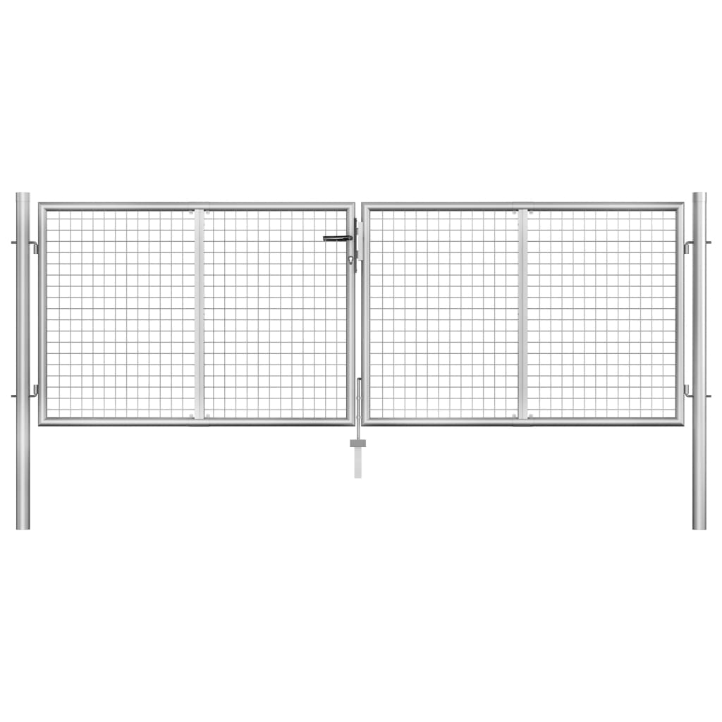 vidaXL Portão de jardim em aço galvanizado 100x75 cm prata