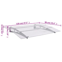 vidaXL Toldo para porta 120x90cm policarbonato prateado e transparente