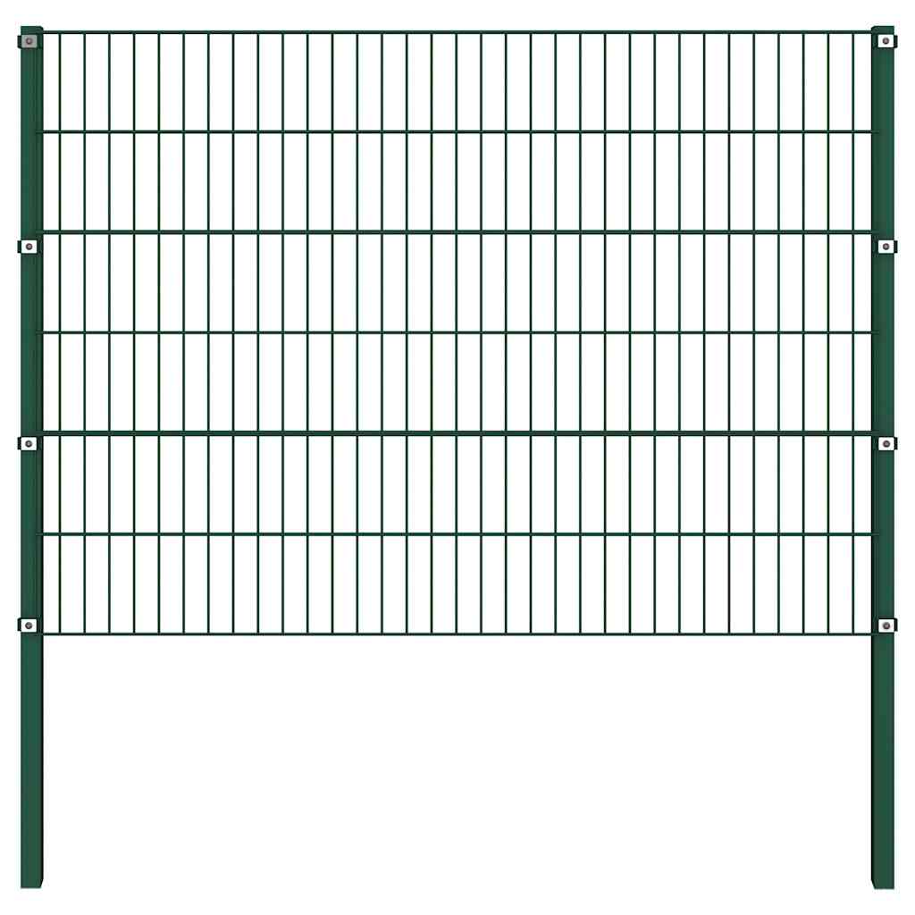 vidaXL Painel de vedação com postes de ferro 176,5x80 cm verde