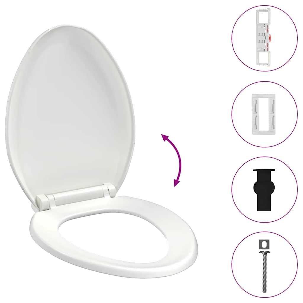 vidaXL Tampo sanita fecho suave design remoção rápida quadrado branco