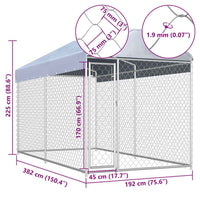 vidaXL Canil de exterior com toldo 382x192x225 cm