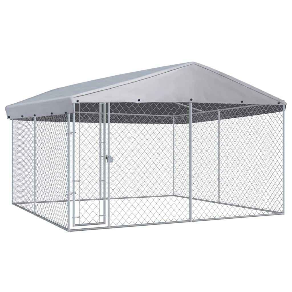 vidaXL Canil de exterior com toldo 382x192x225 cm